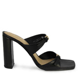 Saint Mallory Buckle Black Leather Heels