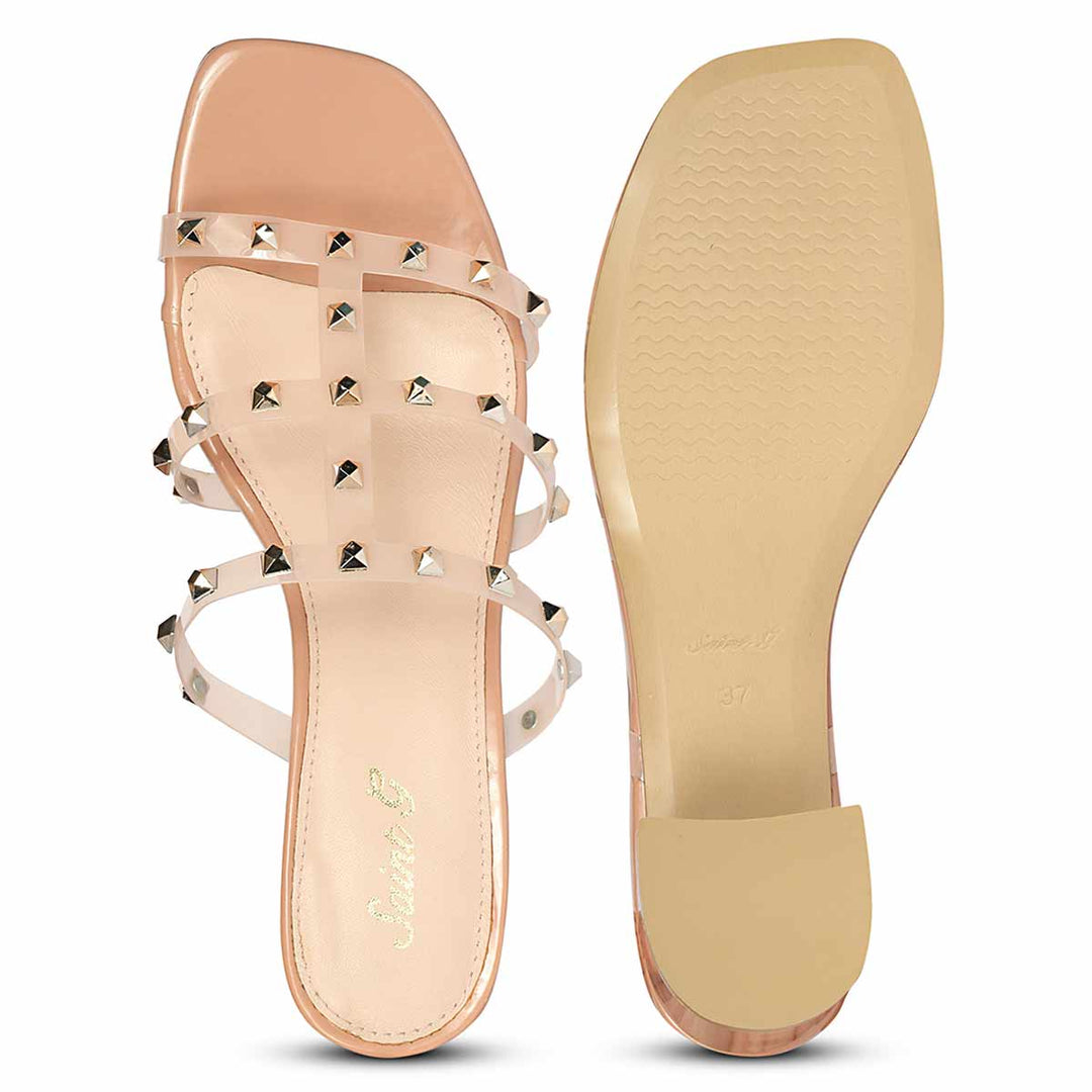 Saint Novara Metal Studded Blush Vegan Leather Heels