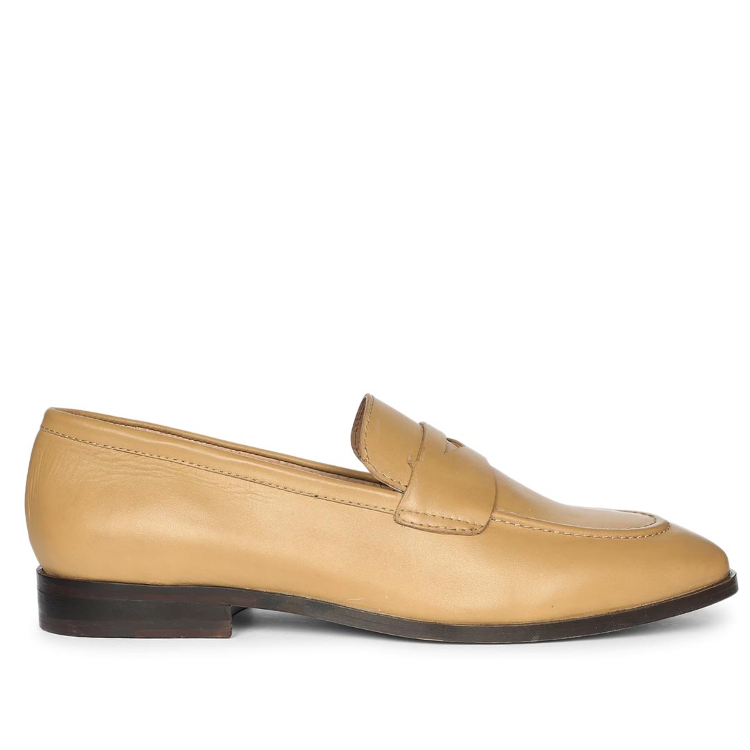 Saint Ansprand  Nude Croc-Embossed Leather Loafers