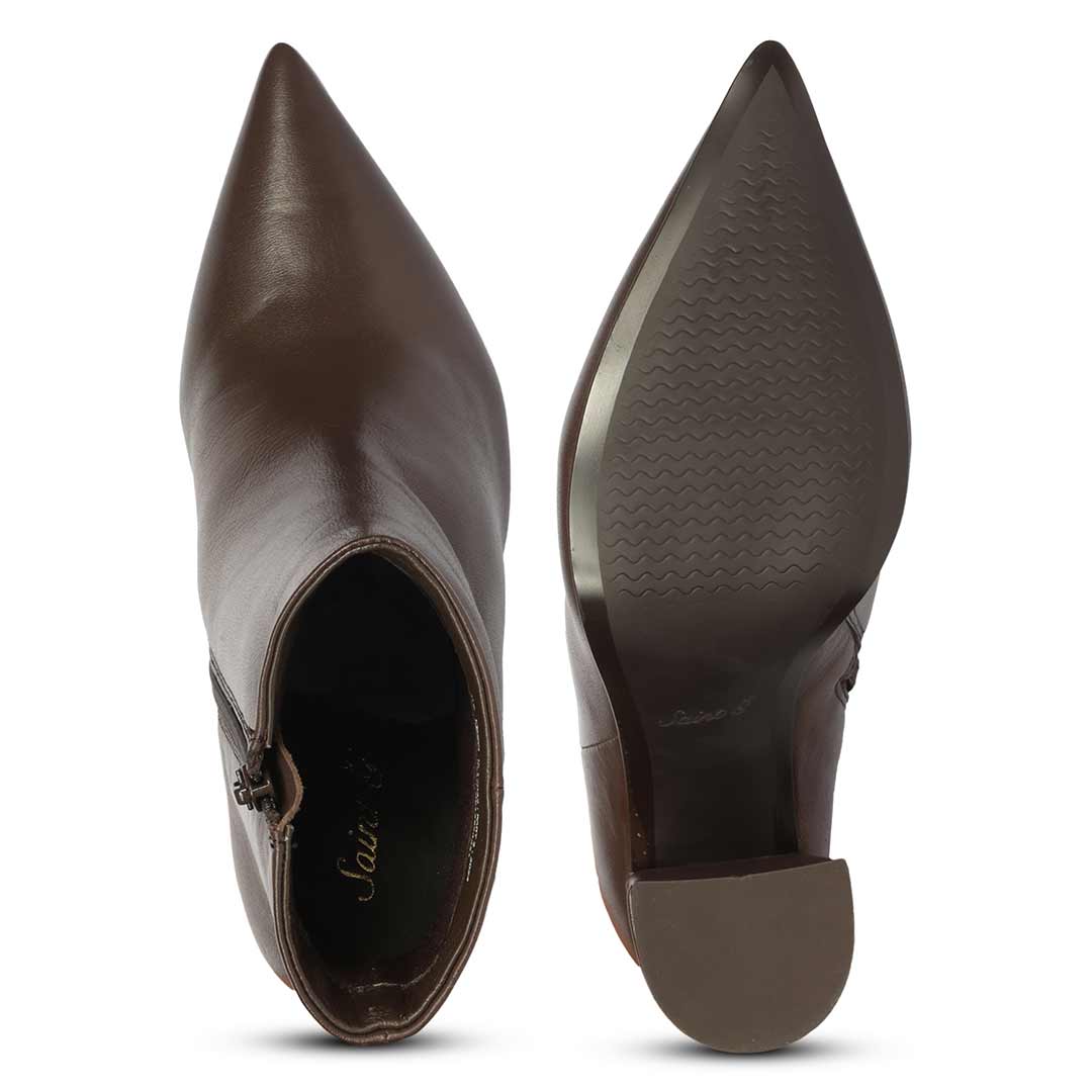 Saint Hana Handcrafted Brown Leather Ankle Boots