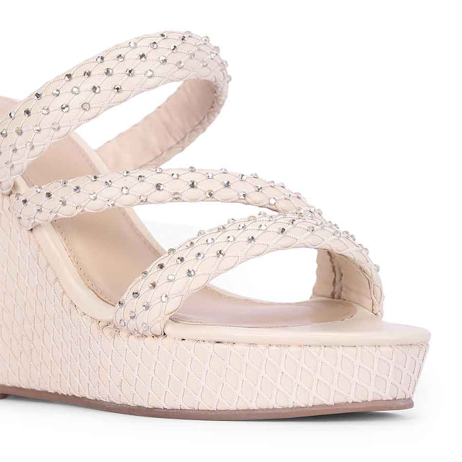 Saint Roxie Strass Cord Off White Wedges