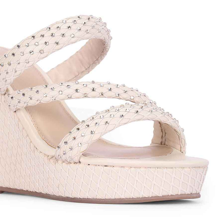 Saint Roxie Strass Cord Off White Wedges