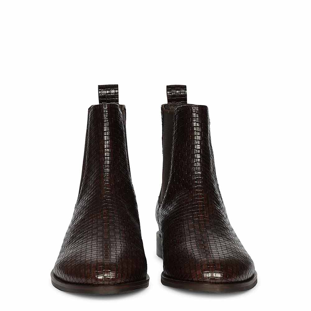 Saint Amara Woven Embossed Chelsea Leather Boots