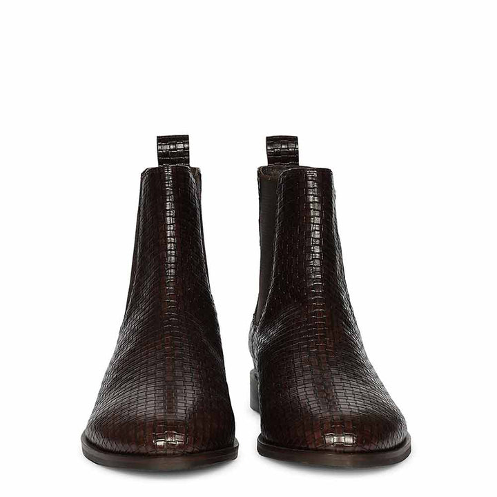 Saint Amara Woven Embossed Chelsea Leather Boots