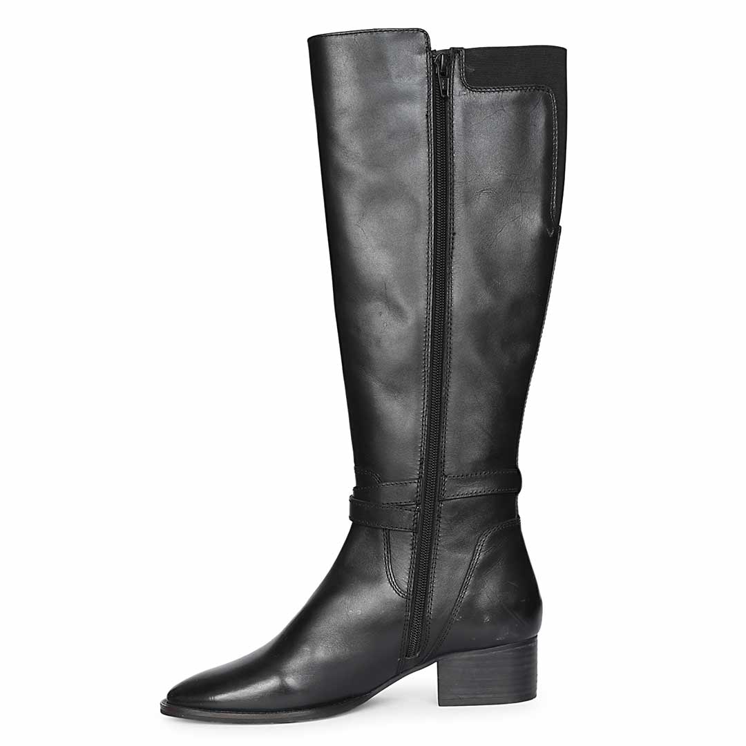 Saint Black Leather Lace Up Long Boots