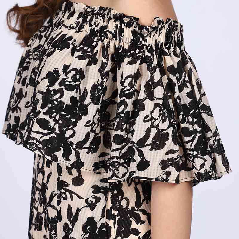 Saint Quinn Black Floral off Shoulder Midi Dress