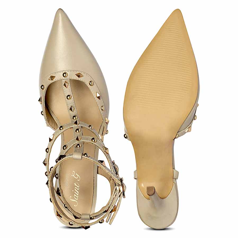 Saint Brittany Crystal Stone Nude Leather Stilettos