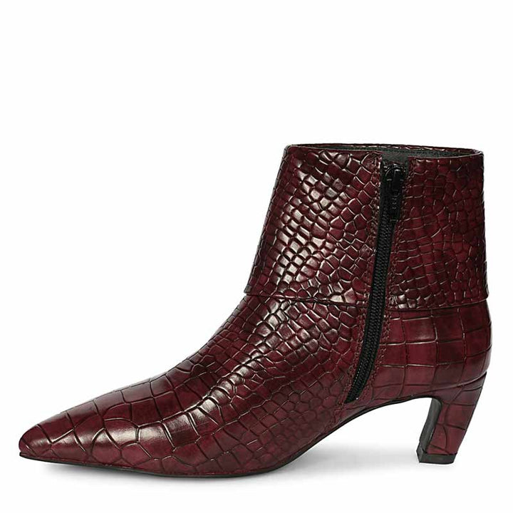 Saint Eden Fold-Over Bordo Croco Ankle Boots
