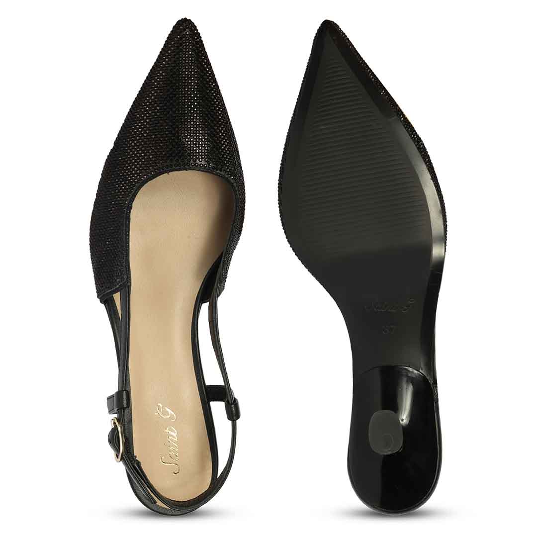 Saint Trinity Crystal Glimmer Black Leather Pumps