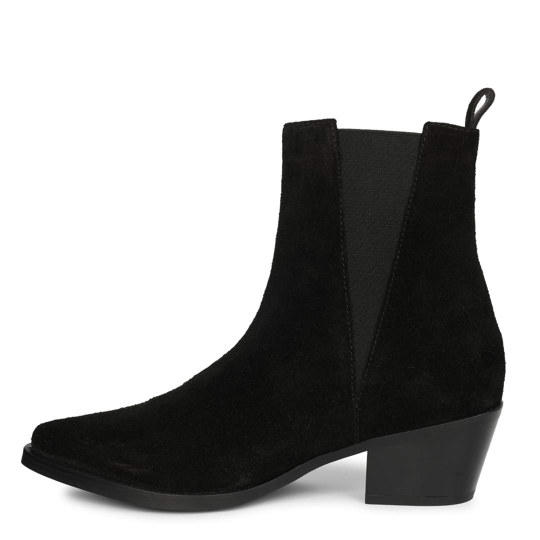 Saint Accorda Black Suede Leather Ankle Boots