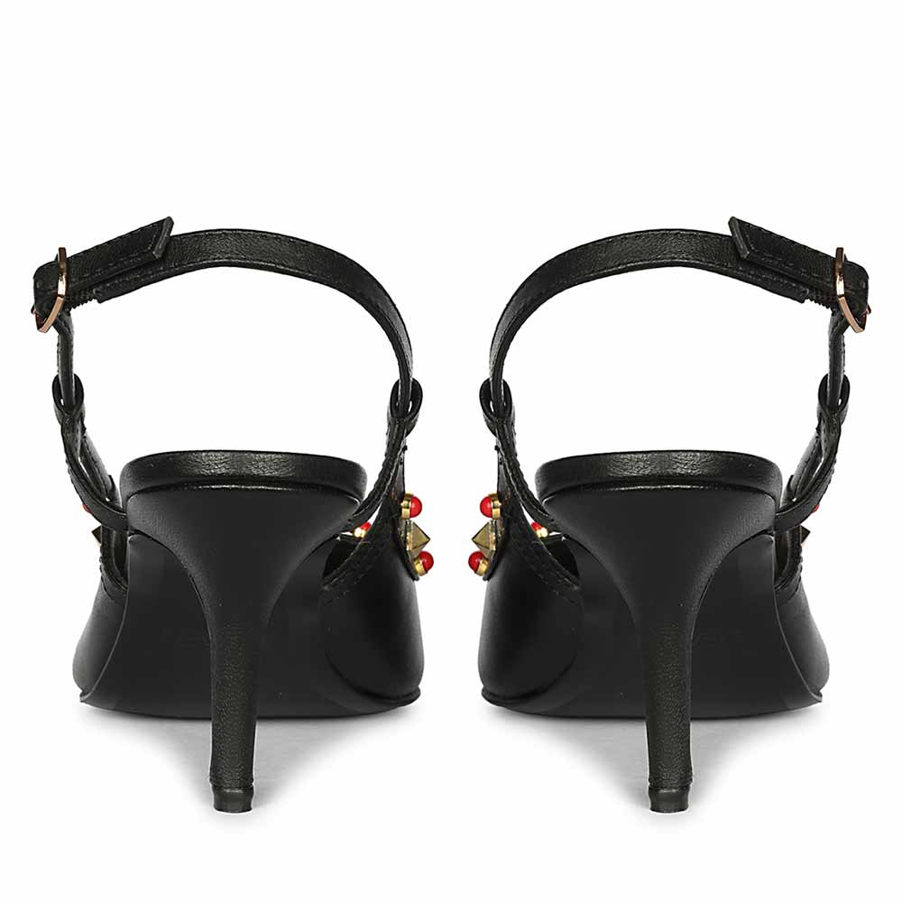 Saint Petra Studded Black Leather Pumps