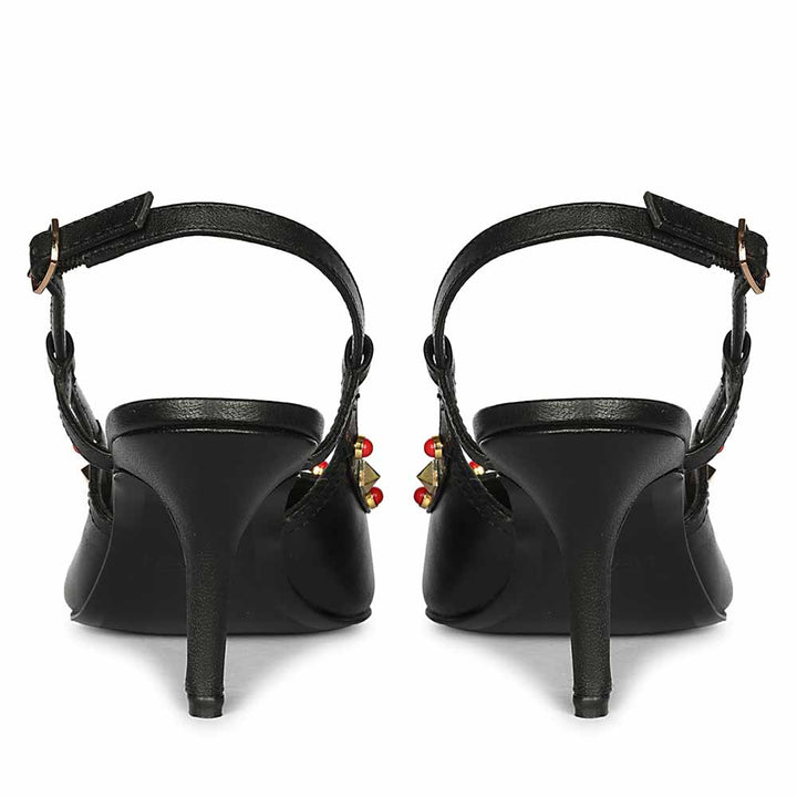 Saint Petra Studded Black Leather Pumps