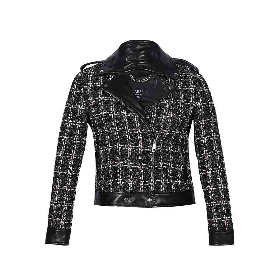 Saint Adria Grey Leather Women Collar Jackets