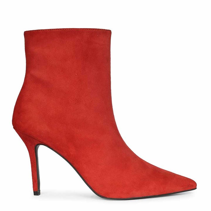 Saint Romola Red Suede Leather Stiletto Ankle Boots