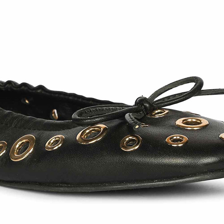 Saint Rovella Black Eyelet Ballet Flats