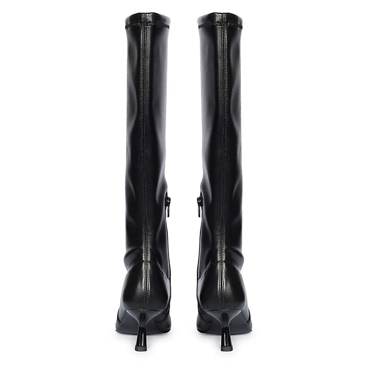 Saint Emilia Black Stretch Napa Kitten Heel Long Boots