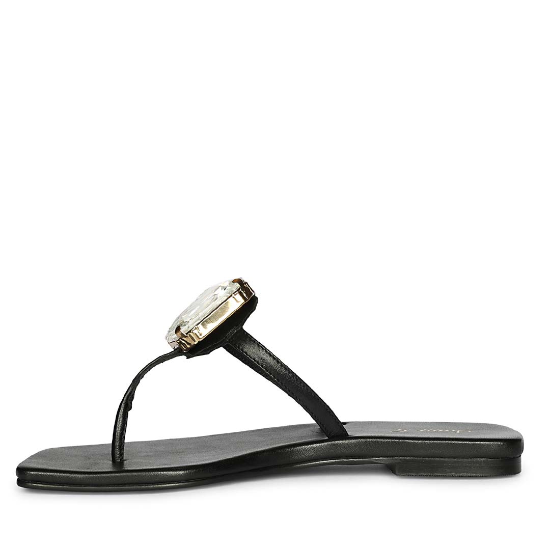 Saint Serena Luxe Black Leather Sandals