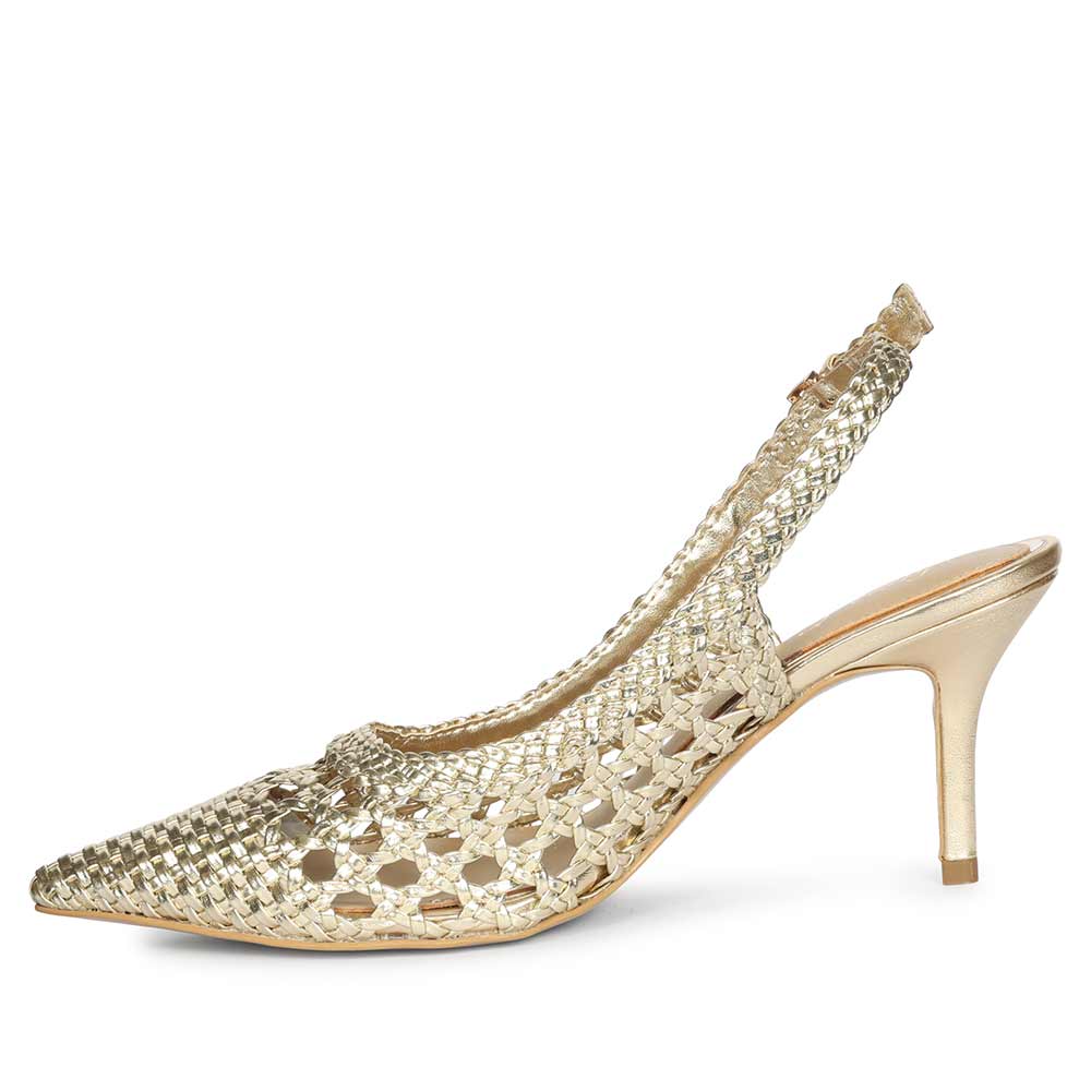 Saint Tamia Platin Hand Woven Leather Pumps
