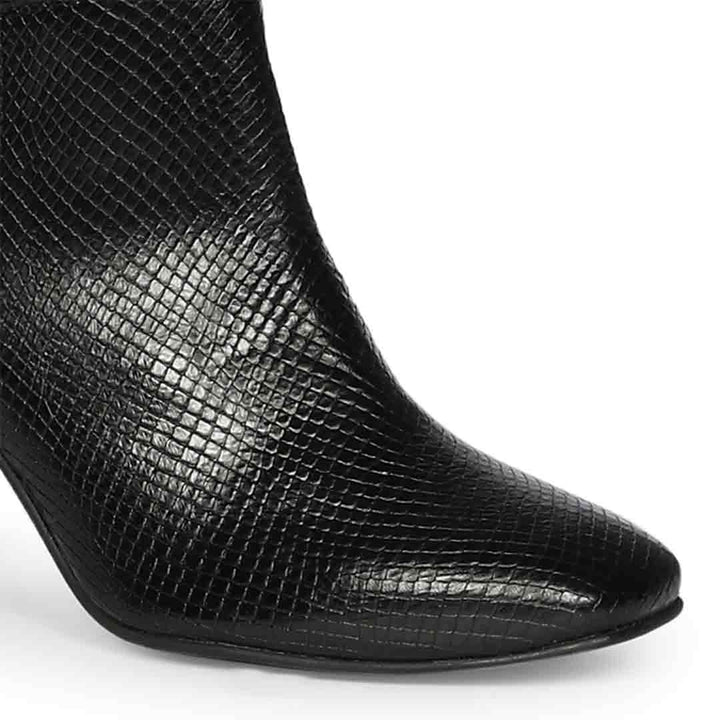 Saint Leona Croco Embossed Black Long Boots