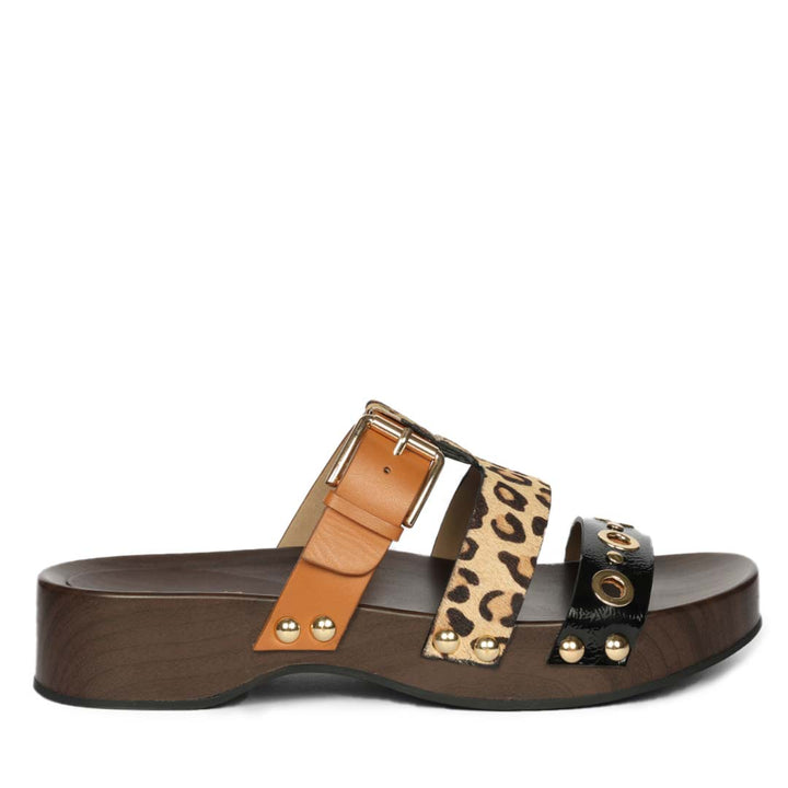 Saint Avely Embellished Brown Leather Platform Sandals