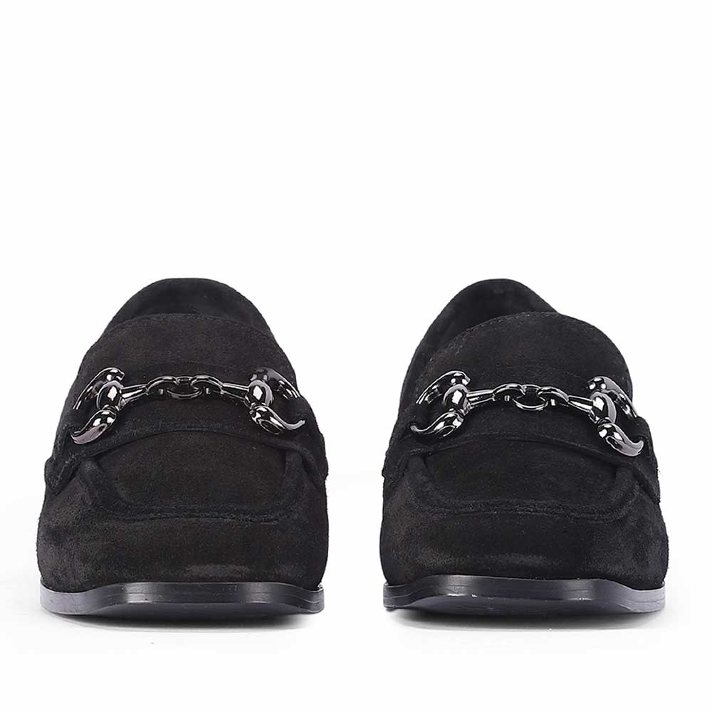 Saint Jenny Black Suede Leather Moccasins