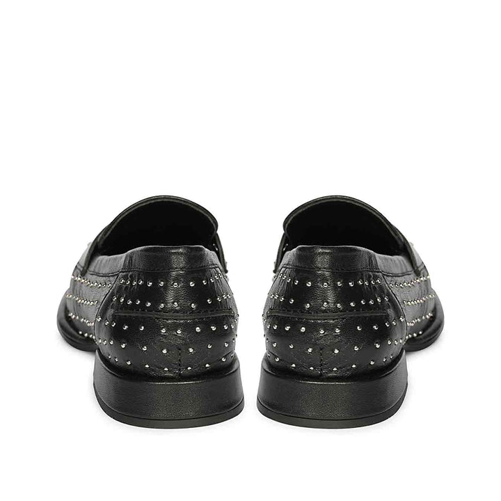 Saint Carol Studded Black Leather Moccasins