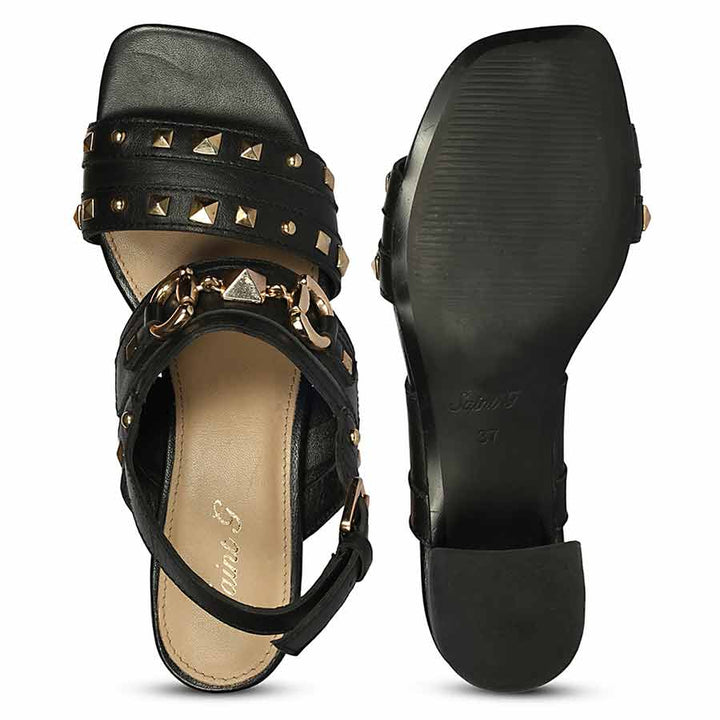 Saint Mabel Embellished Black Leather Heels