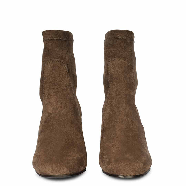 Saint Taupe Leather High Ankle Boots