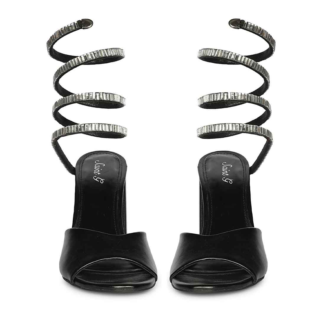 Saint Colette Black Strappy Block Heels