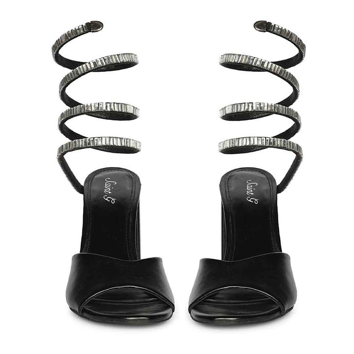 Saint Colette Black Strappy Block Heels