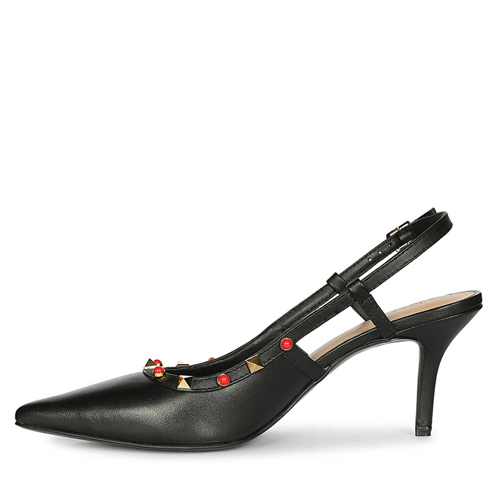 Saint Petra Studded Black Leather Pumps