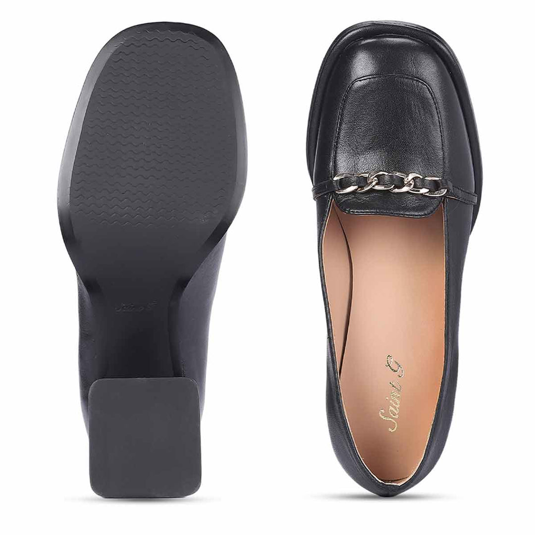 Saint Mirielle Black Leather Moccasins