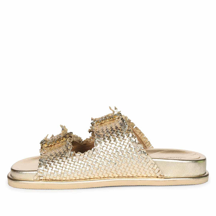 Saint Nuala Diamante Platin Woven Leather Sandals