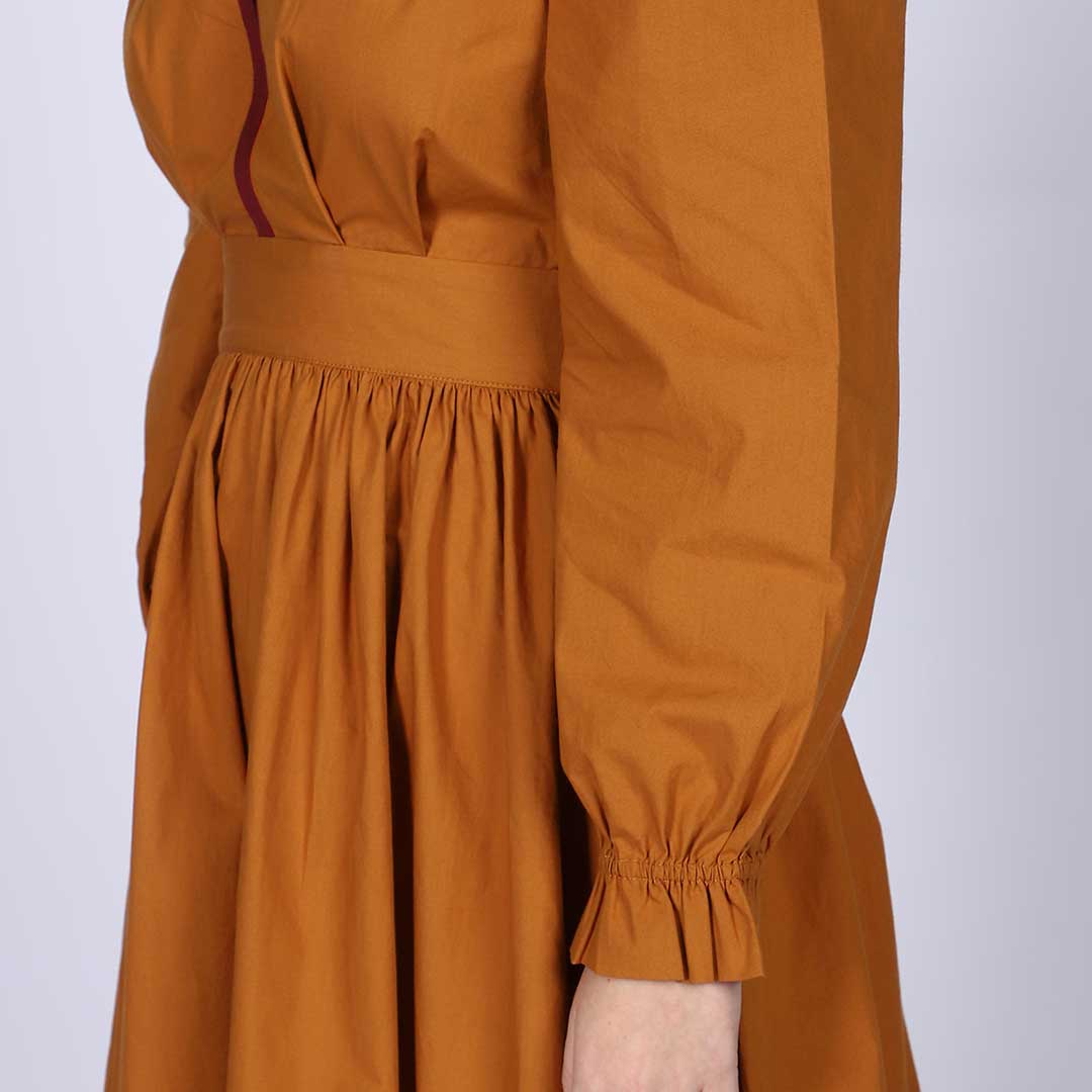 Saint Elodie V-Neck Yellow Cotton Poplin Maxi Dress