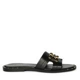 Saint Alaina Black Leather Slides
