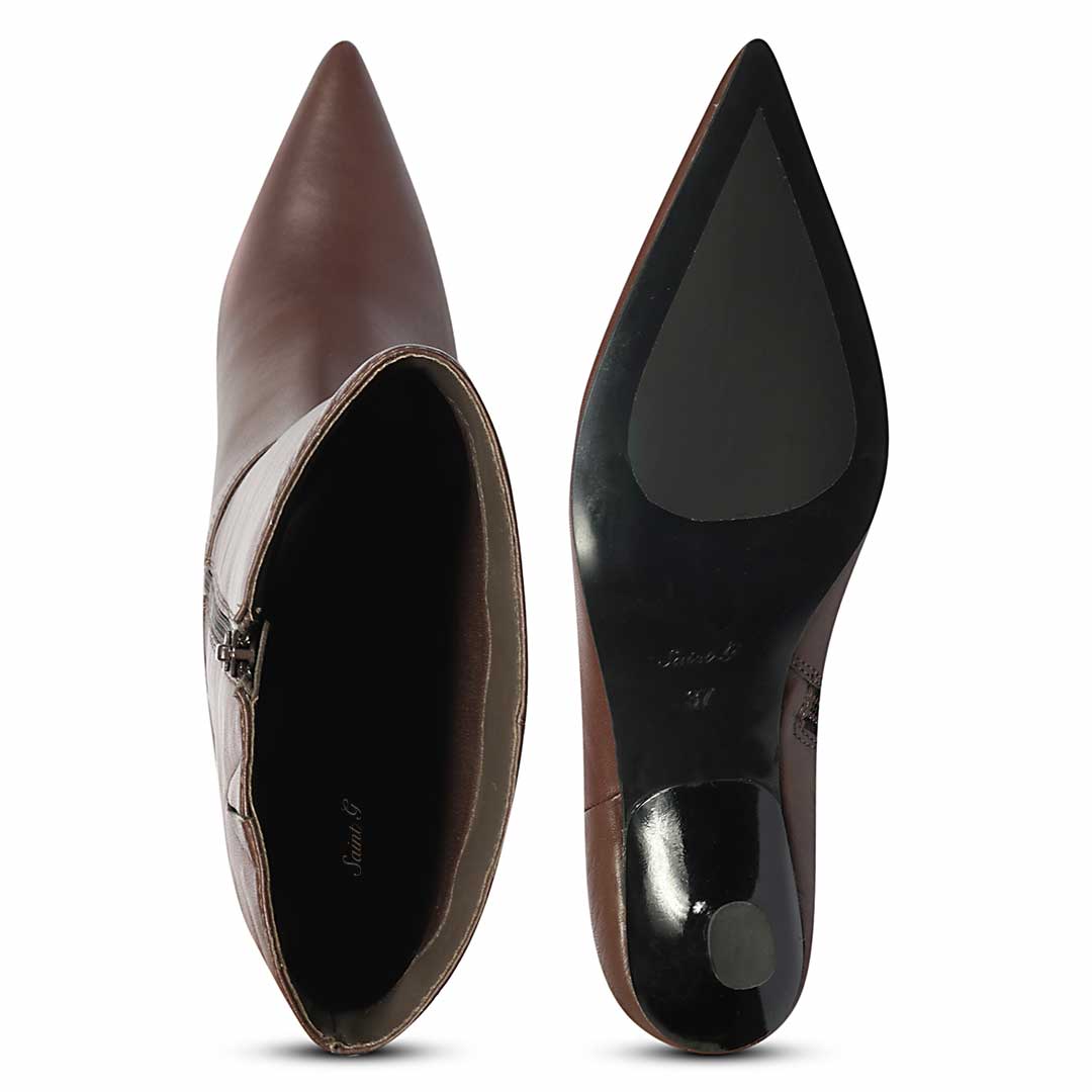 Saint Elara Buckle Embellished Brown Leather Long Boots