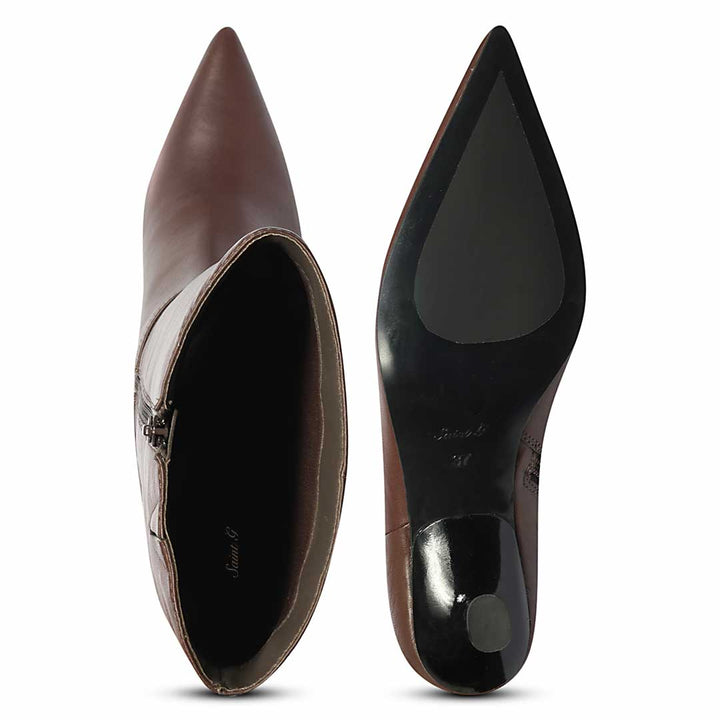 Saint Elara Buckle Embellished Brown Leather Long Boots