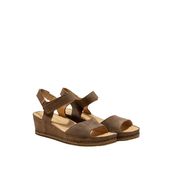 El Naturalista Plume Embellished Leather Block Sandals with Buckle