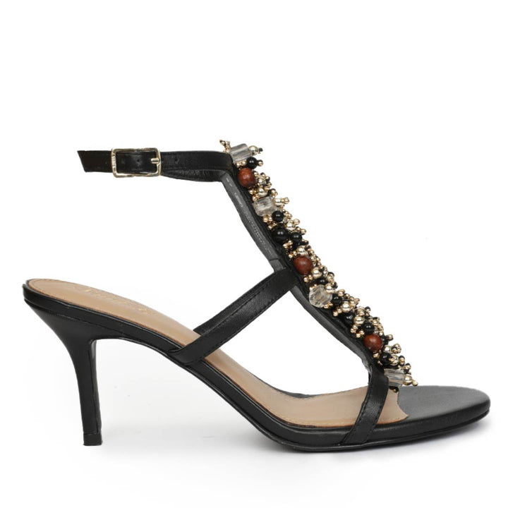 Saint Vesper Embellished Black Leather Stilettos