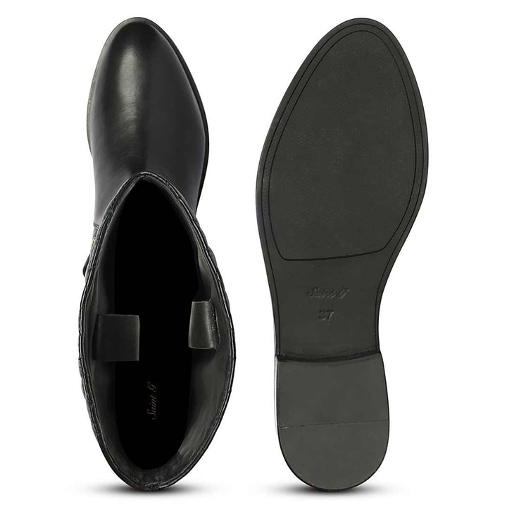 Saint Celestine Quilted Black Leather Long Boots