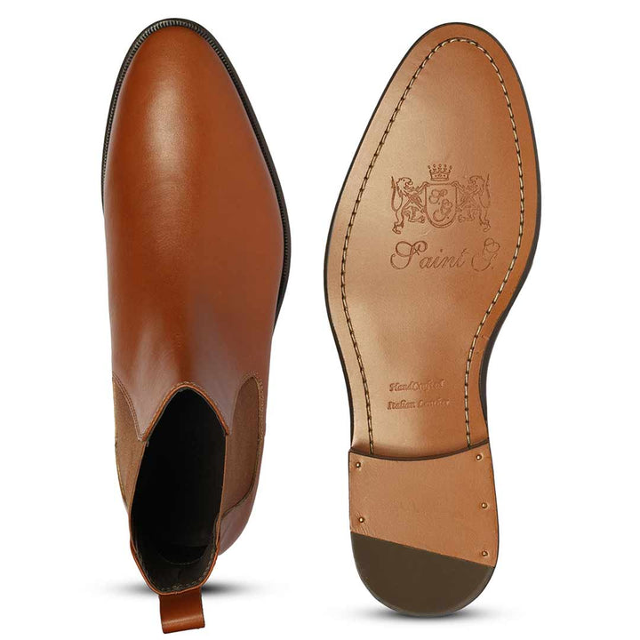 Saint Lucien Tan Leather Chelsea Boots