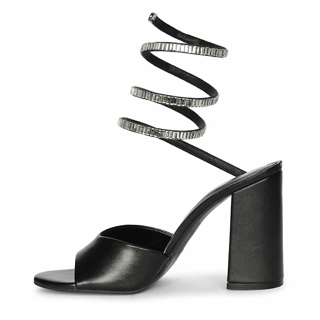 Saint Colette Black Strappy Block Heels