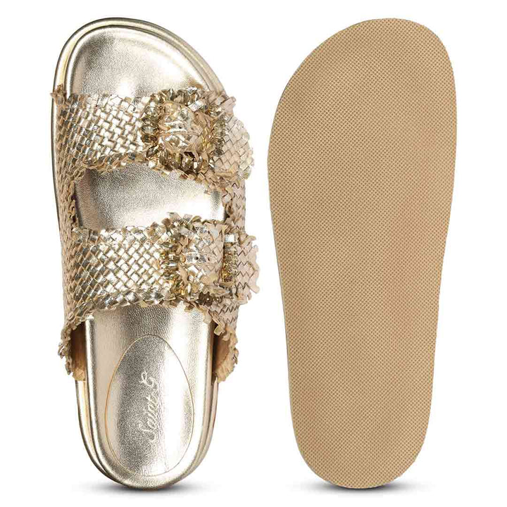 Saint Nuala Diamante Platin Woven Leather Sandals