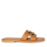 Saint Alaina Tan Leather Slides