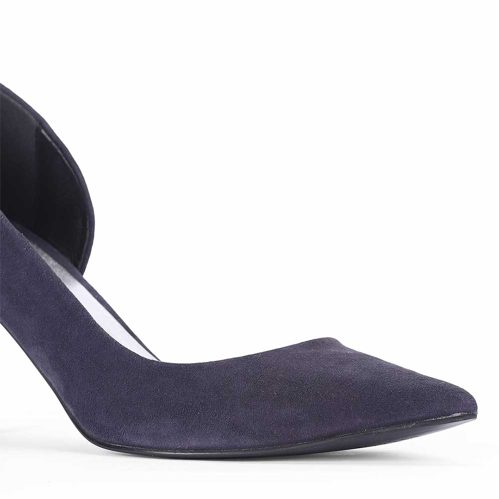 Saint Layla D’Orsay Cut Navy Suede Leather Pumps