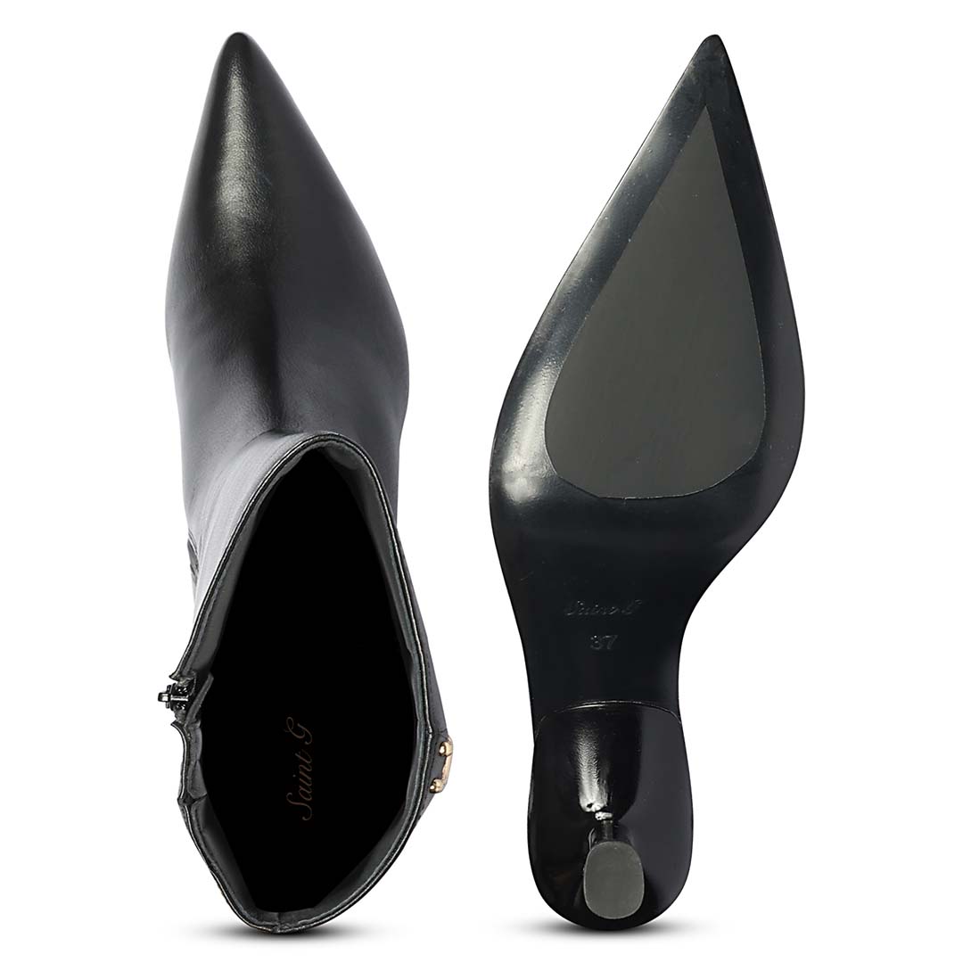 Saint Sadie Black Metal Muse Black Leather Tall Boots