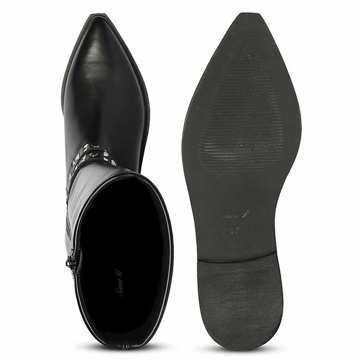 Saint Selene Studded O-Ring Strap Stretch Napa Long Boots