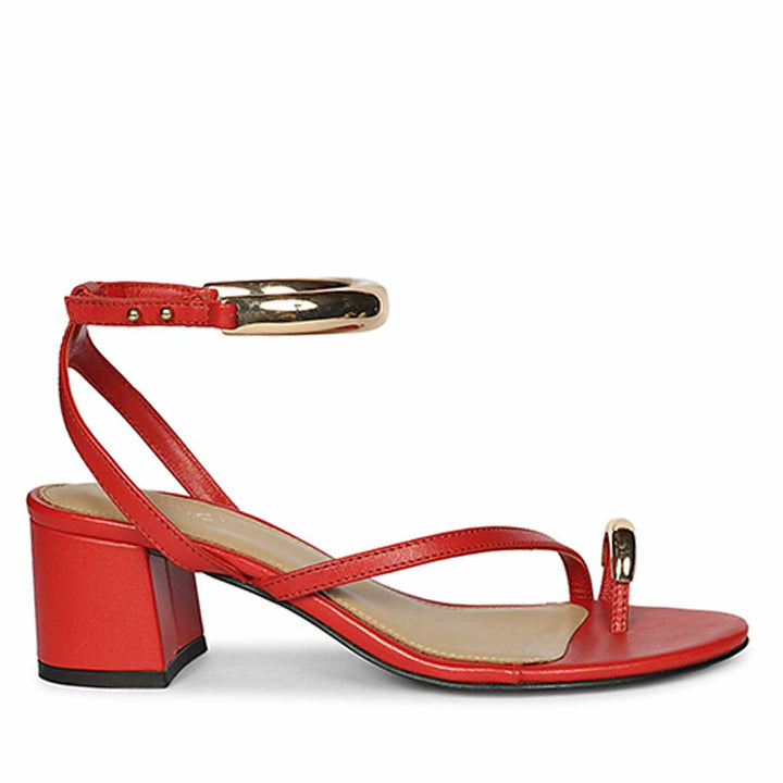 Saint Harlow Gold Trim Gojiberry Leather Block Heel