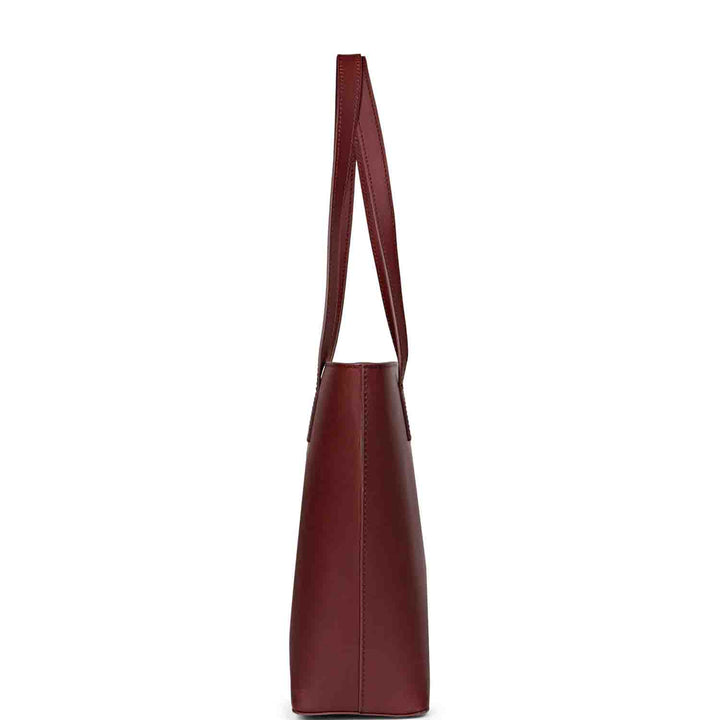 Favore Textured Burgundy Leather Structured Shoulder Bag With a Small Pouch