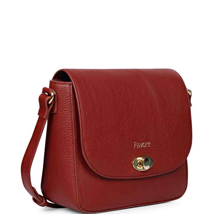 Favore Red Womens  Leather Structured Sling Bag